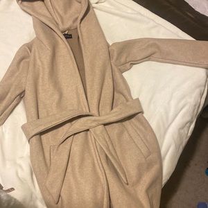 Zara xs tan hooed long coat (casual) brand new